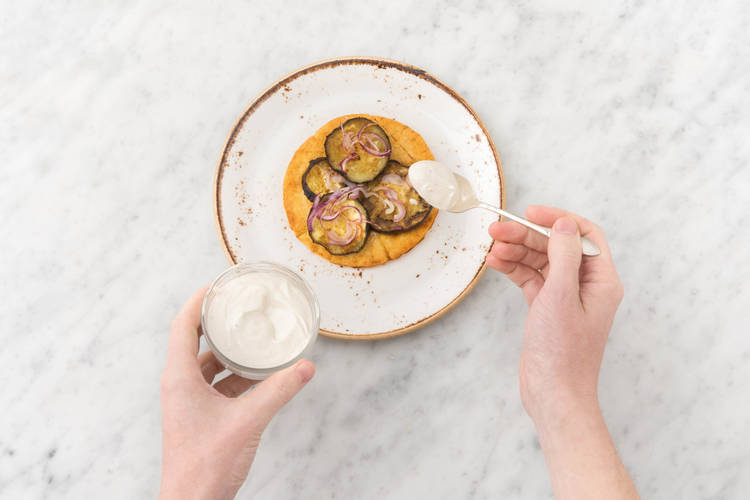 Dollop with the tahini yoghurt