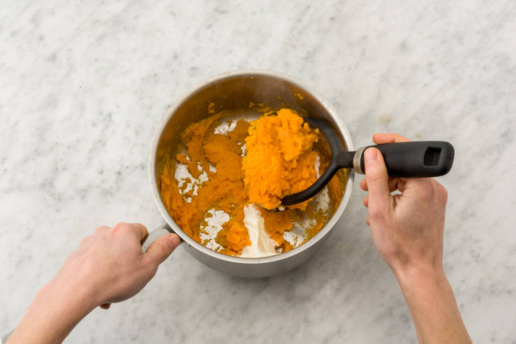 Mash sweet potato.