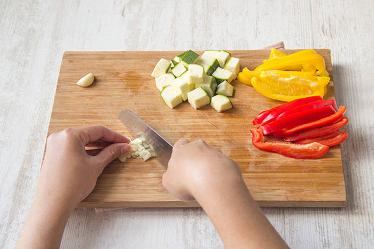 Prep veggies.