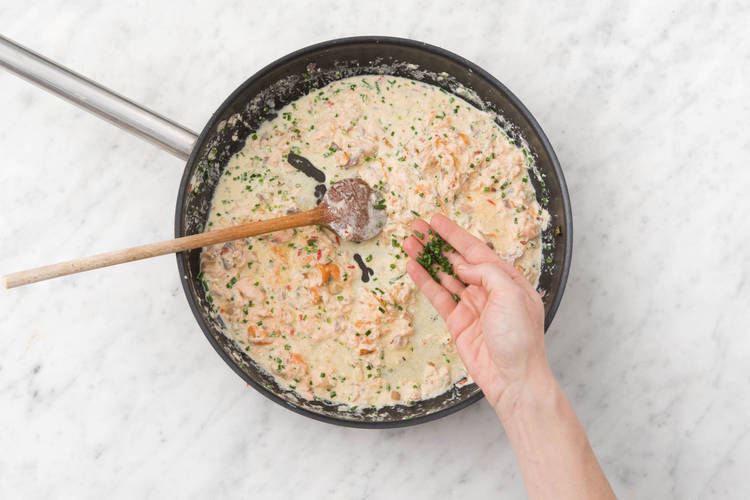 Stir in the creme fraiche