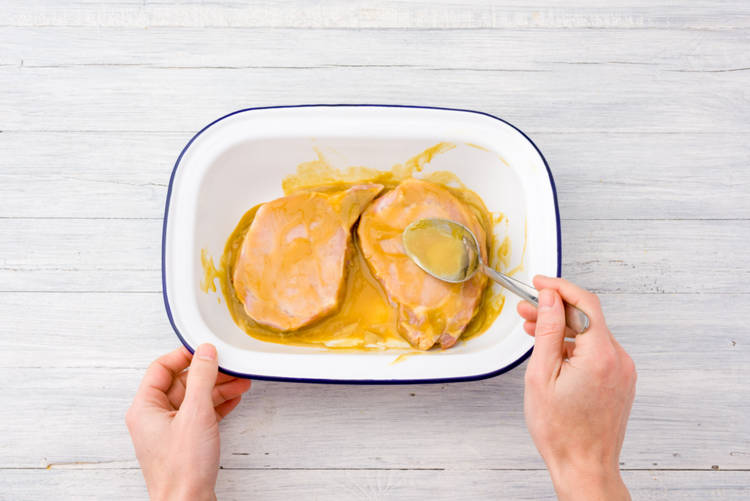 Marinate the ham steaks