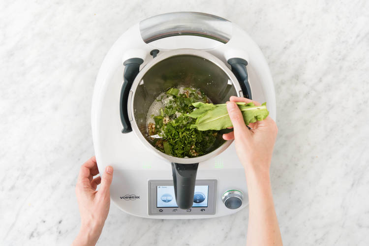 Sauerampfer in den Mixtopf geben