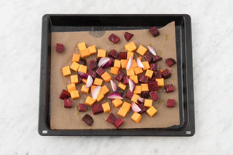 Bake the veggies