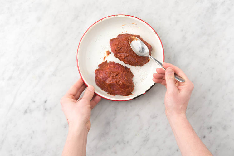 Rub the harissa mixture all over the premium beef rump