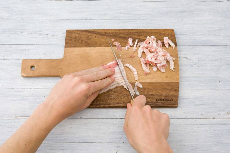 Slice the bacon into strips
