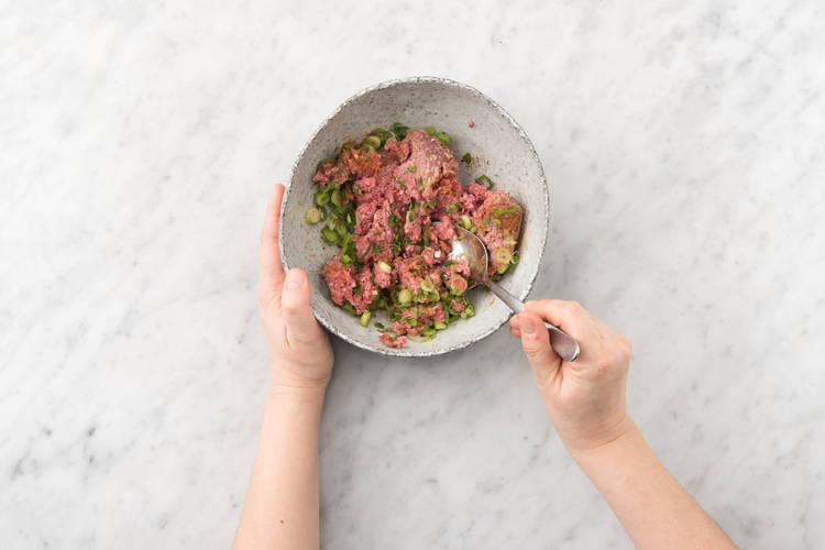 Mix spices with mince