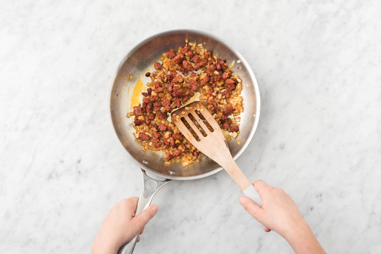Cook the chorizo