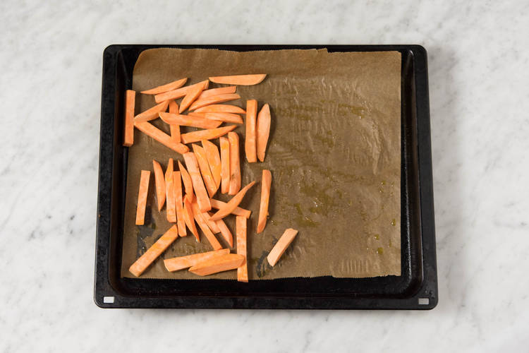Süßkartoffelwedges vorbereiten