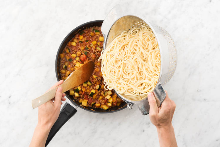 Add pasta to ragu.