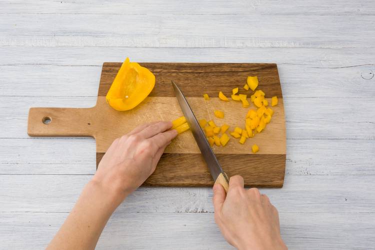 Chop the bell pepper