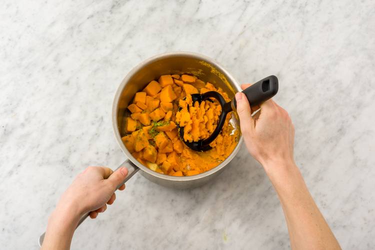 Mash the sweet potatoes