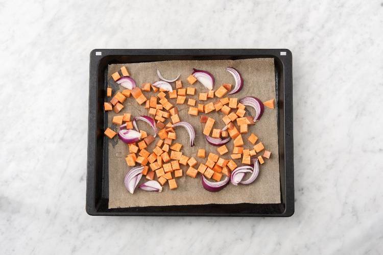 Roast Sweet Potatoes and Onion