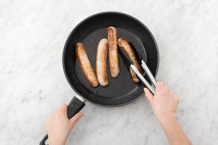 Brown the sausages
