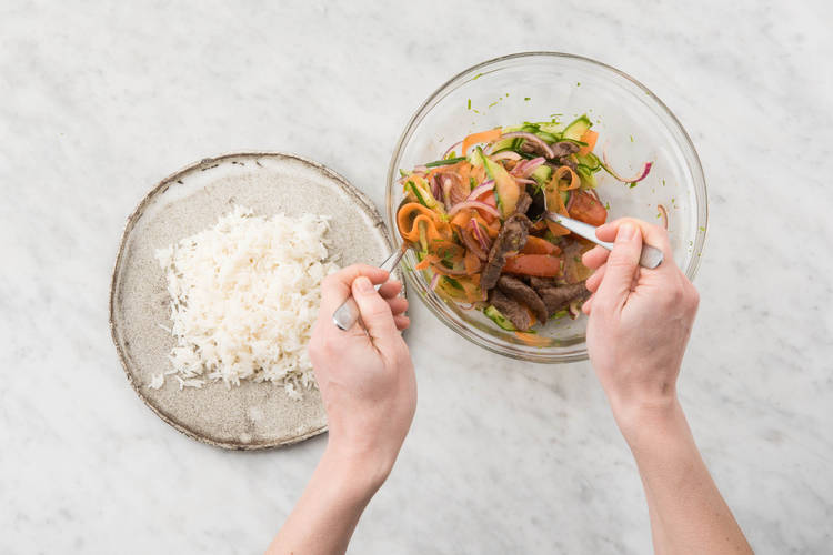 Top with the Thai beef salad