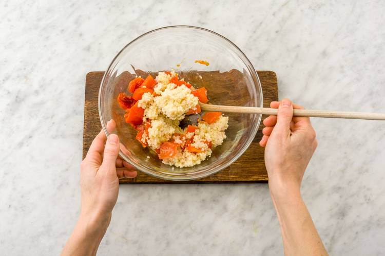 Toss the vegetables into the couscous