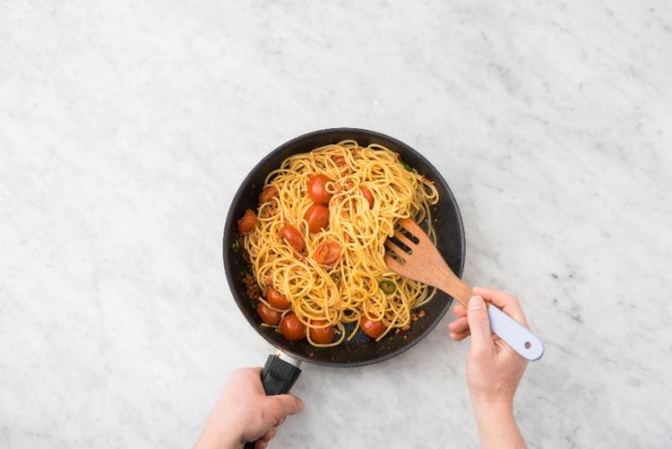 Cook Tomatoes and Add Pasta