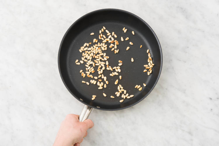 Toast pine nuts