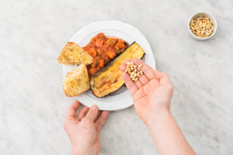 Sprinkle with the pine nuts.