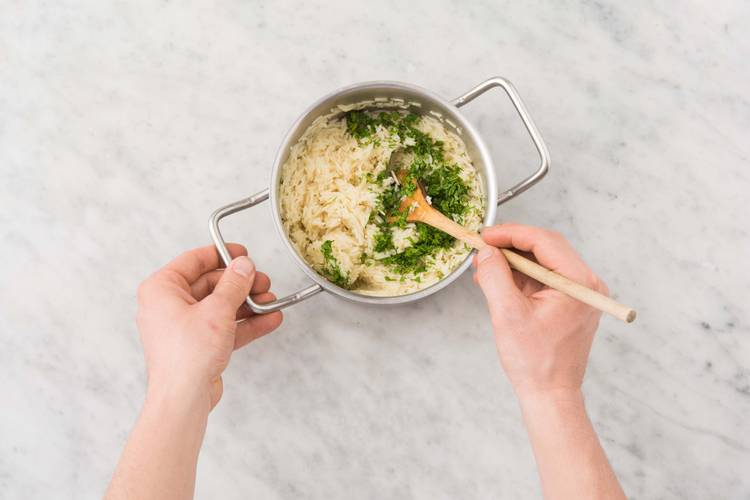 Stir in half the cilantro