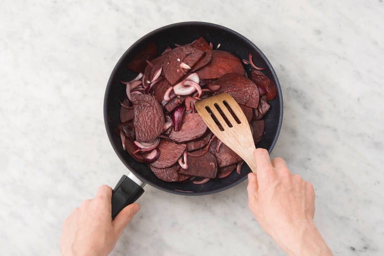 Cook the beetroot & onion
