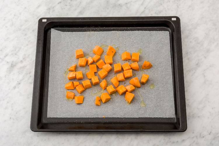 Preheat Oven and Roast Sweet Potatoes