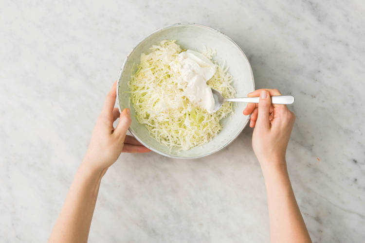 Make the cabbage slaw