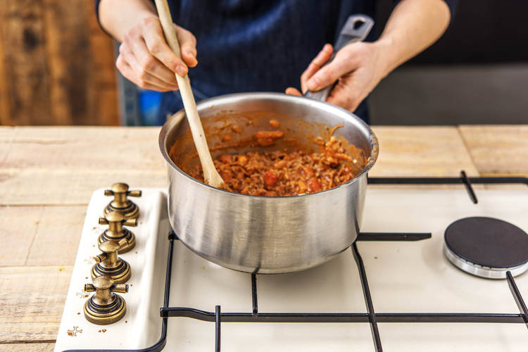 Simmer the bolognese