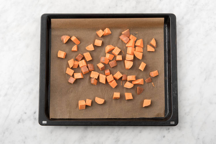 Preheat Oven and Roast Sweet Potatoes