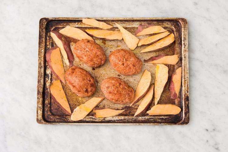 Bake Meatloaves and Sweet Potatoes