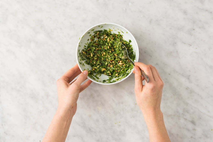 MAKE PESTO AND TOMATO SALAD